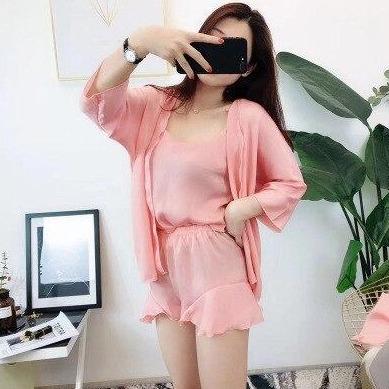 Damenpyjama aus Satin mit cardigan