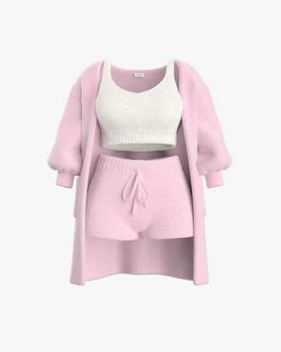 Luxuriöses Bouclé-Pyjamaset – Wärme und Komfort für Zuhause
