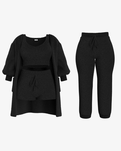 Luxuriöses Bouclé-Pyjamaset – Wärme und Komfort für Zuhause
