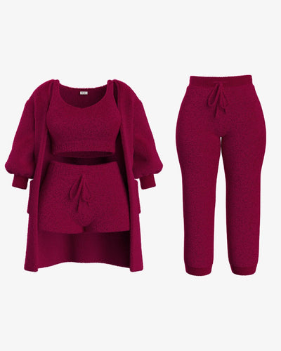 Luxuriöses Bouclé-Pyjamaset – Wärme und Komfort für Zuhause
