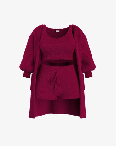 Luxuriöses Bouclé-Pyjamaset – Wärme und Komfort für Zuhause