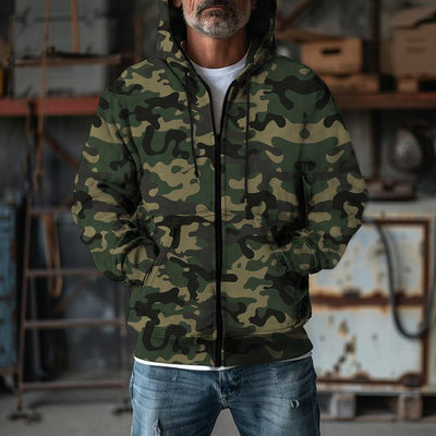 Herren-Camouflage-Kapuzenjacke mit Seitentaschen
