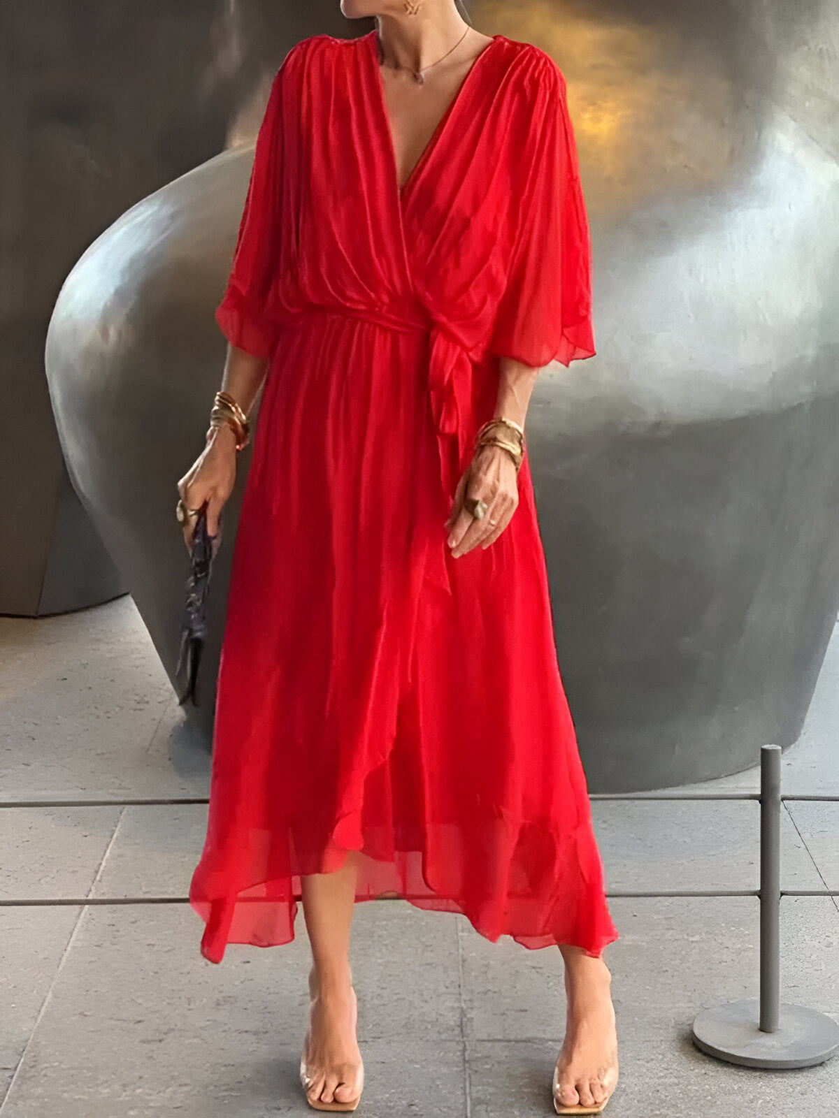 Claire | Midi-Kleid mit Taillengürtel