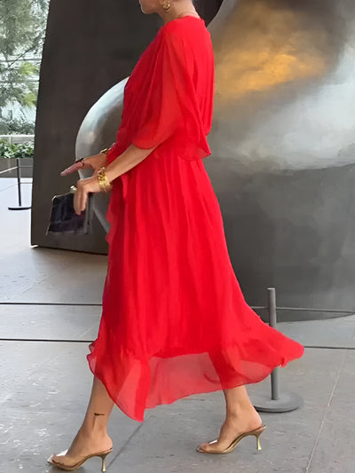 Claire | Midi-Kleid mit Taillengürtel