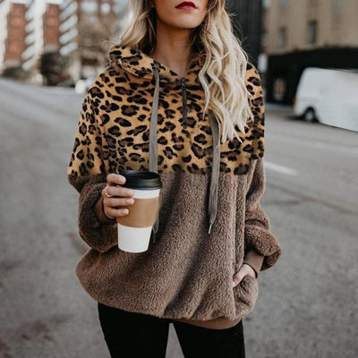Teddy Pullover - extrem warmer und kuscheliger hoodie mit stylischem leopardenmuster für den frühling
