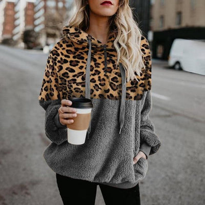 Teddy Pullover - extrem warmer und kuscheliger hoodie mit stylischem leopardenmuster für den frühling