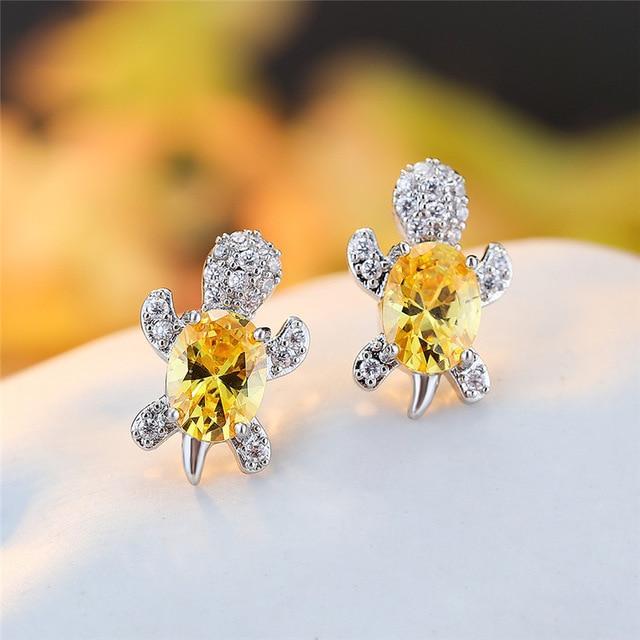 Meeresschildkröte Ohrringe aus Zirkonium und Silber