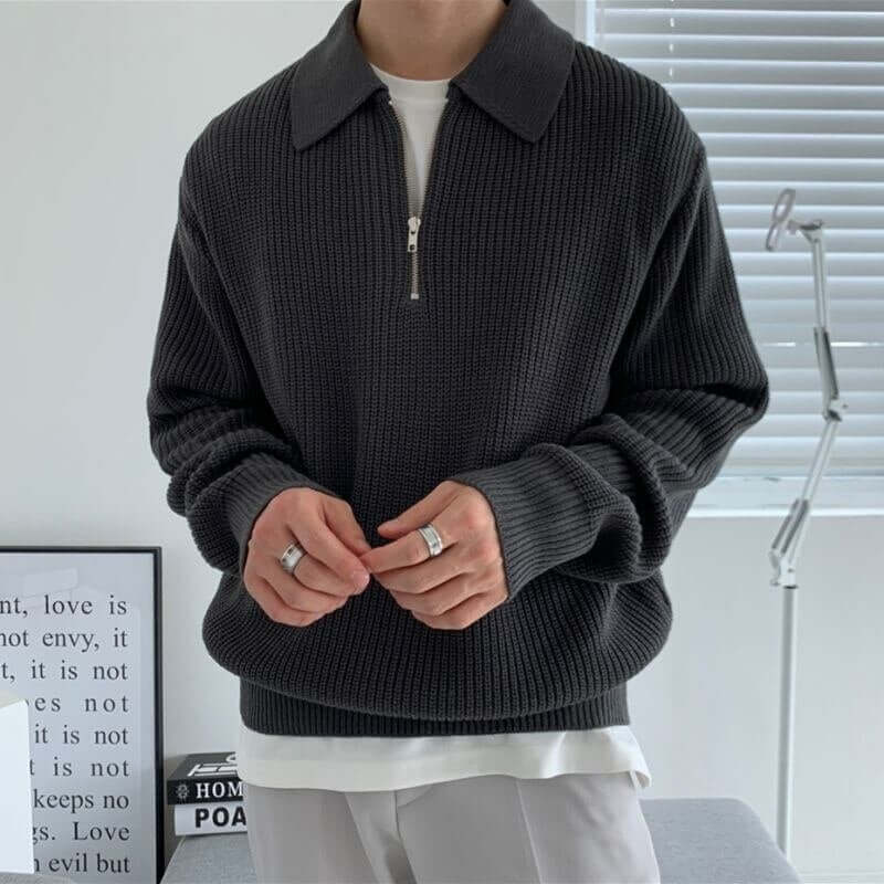Yannick | Herren Pullover mit Reißverschluss | Knit Sweater