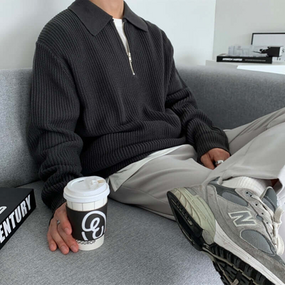 Yannick | Herren Pullover mit Reißverschluss | Knit Sweater