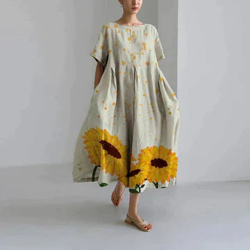 Jamila – Oversize-Kleid aus bedrucktem Baumwollleinen