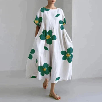 Jamila – Oversize-Kleid aus bedrucktem Baumwollleinen