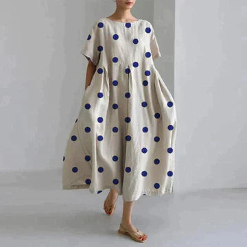 Jamila – Oversize-Kleid aus bedrucktem Baumwollleinen