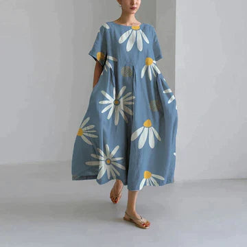 Jamila – Oversize-Kleid aus bedrucktem Baumwollleinen