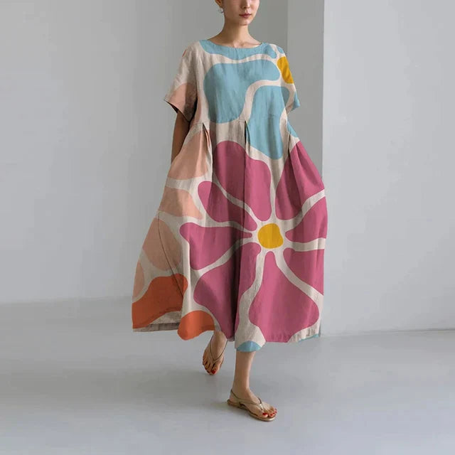 Jamila – Oversize-Kleid aus bedrucktem Baumwollleinen