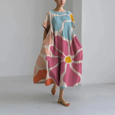 Jamila – Oversize-Kleid aus bedrucktem Baumwollleinen