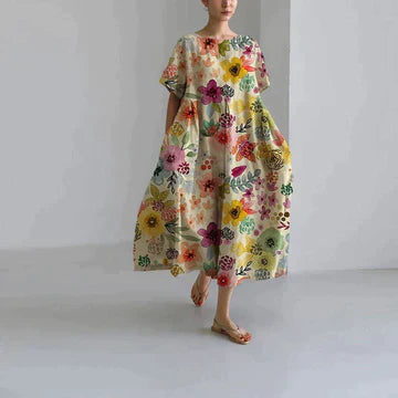 Jamila – Oversize-Kleid aus bedrucktem Baumwollleinen