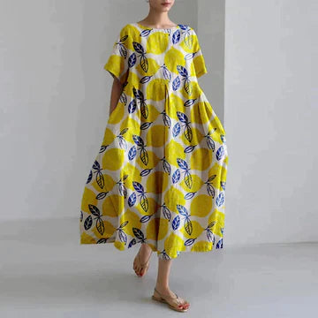 Jamila – Oversize-Kleid aus bedrucktem Baumwollleinen