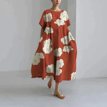 Jamila – Oversize-Kleid aus bedrucktem Baumwollleinen