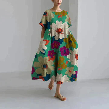 Jamila – Oversize-Kleid aus bedrucktem Baumwollleinen