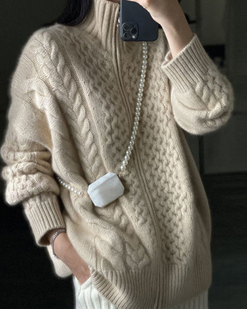 Rosemary | Damen Rollkragenpullover Beige | Strick
