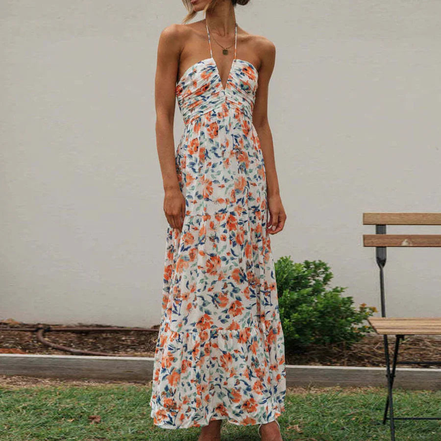 Tessindra – Neckholder-Maxikleid mit Blumenmuster