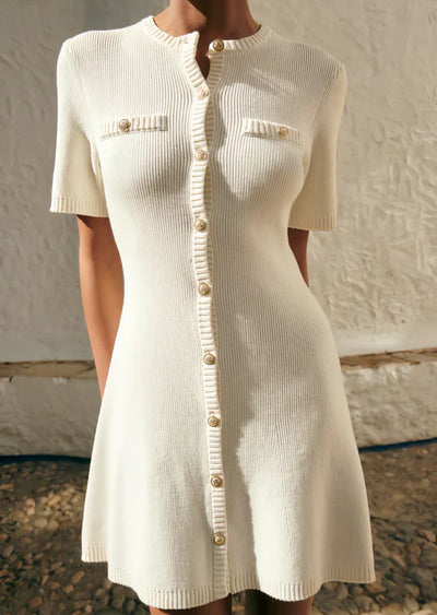 Elegantes Minikleid mit kurzen Ärmeln und Knopfleiste für Damen