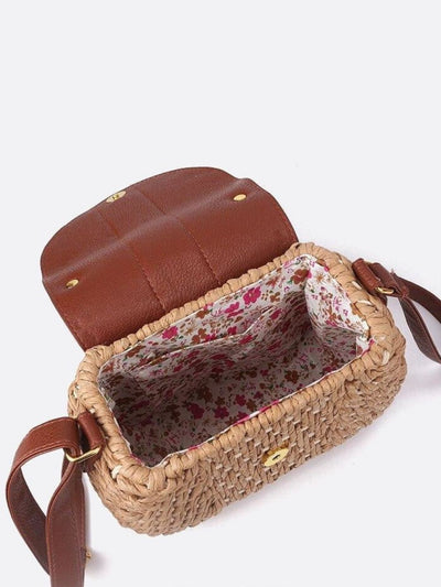 Lina | Kleine Schultertasche aus Strohseil mit verstellbarem Riemen & Quasten-Detail – Crossbody Sommertasche