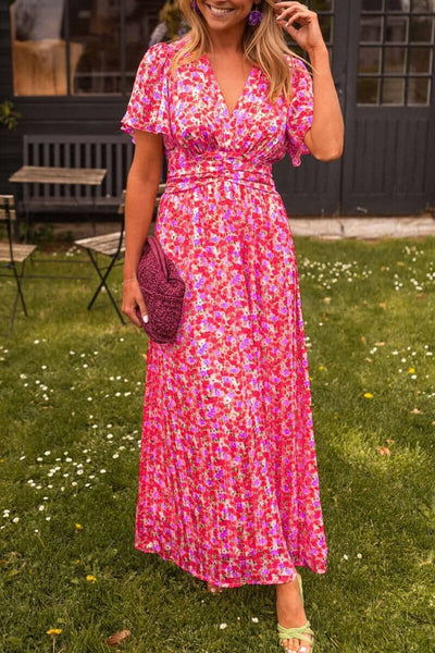 SANDRA -  ELEGANZMAXI STILVOLLE V-AUSSCHNITT KLEID