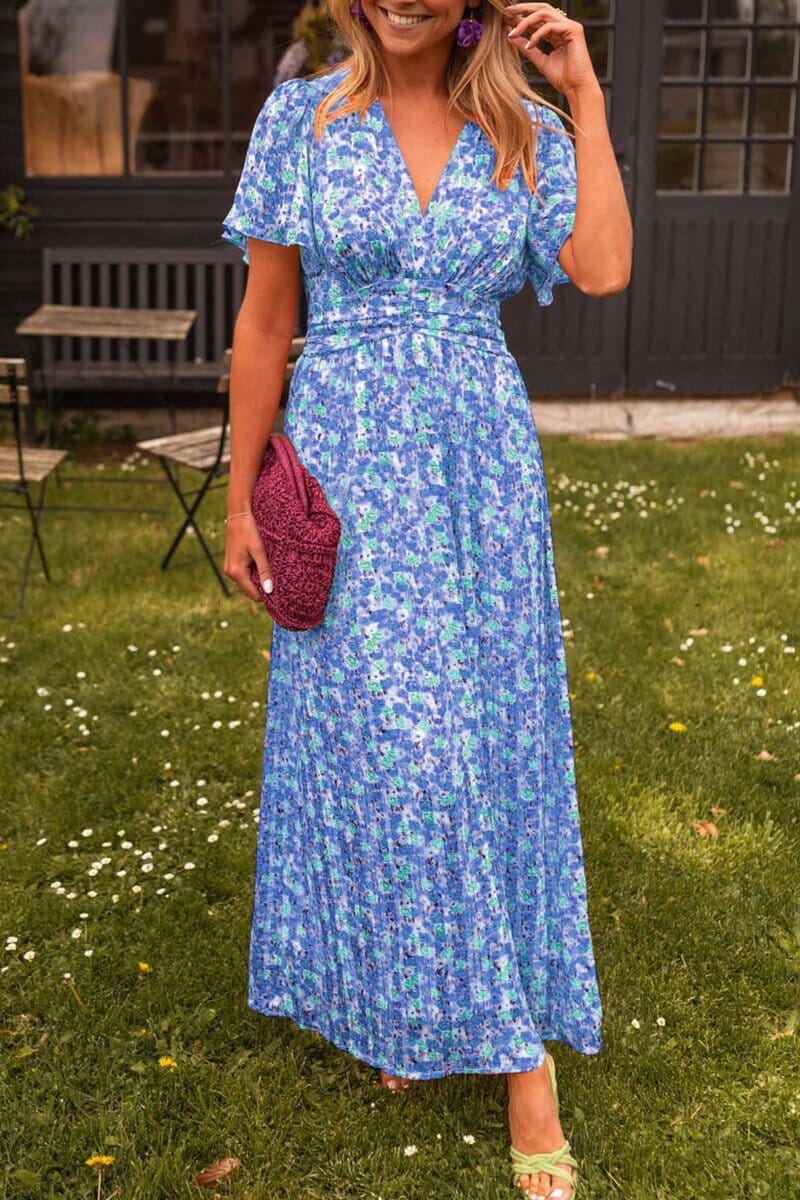 SANDRA -  ELEGANZMAXI STILVOLLE V-AUSSCHNITT KLEID