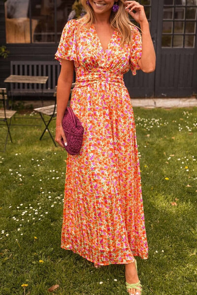 SANDRA -  ELEGANZMAXI STILVOLLE V-AUSSCHNITT KLEID