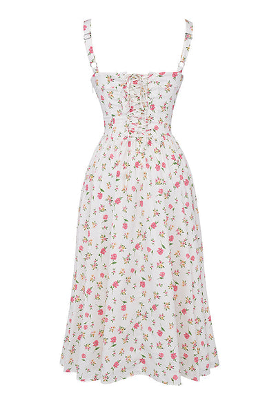 Damen-Midikleid aus Viskose mit Blumenmuster und V-Ausschnitt
