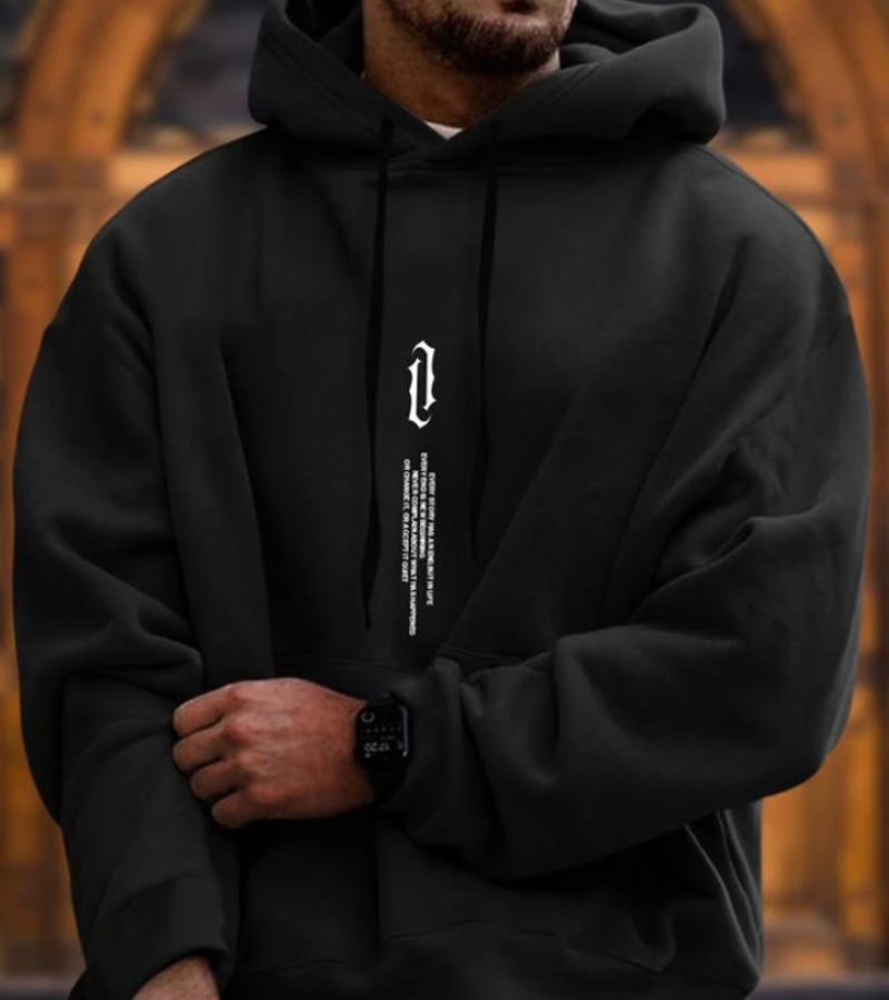Elvis | Herren Oversize Hoodie | Schwarz Kapuzenpullover