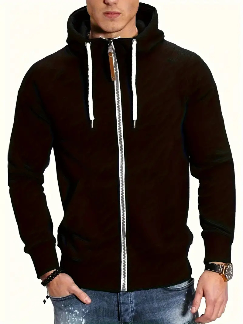 Jobert | Herren Reißverschluss Hoodie | Schwarz Kapuzenpullover