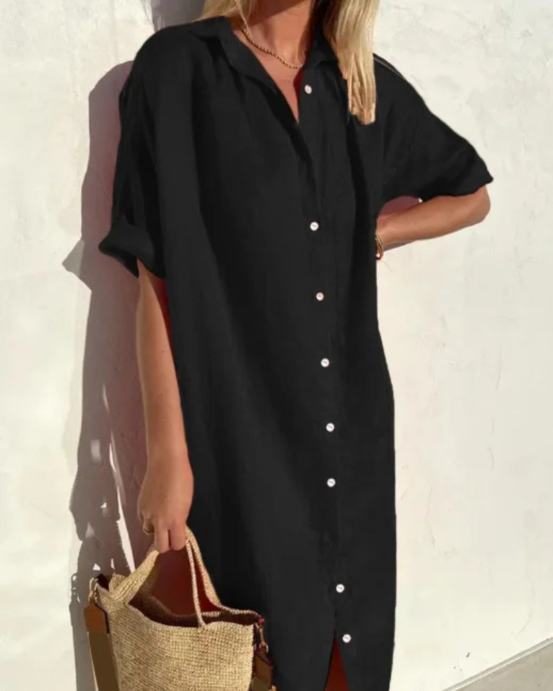 Agatha | Schwarz Shirtkleid | Midi