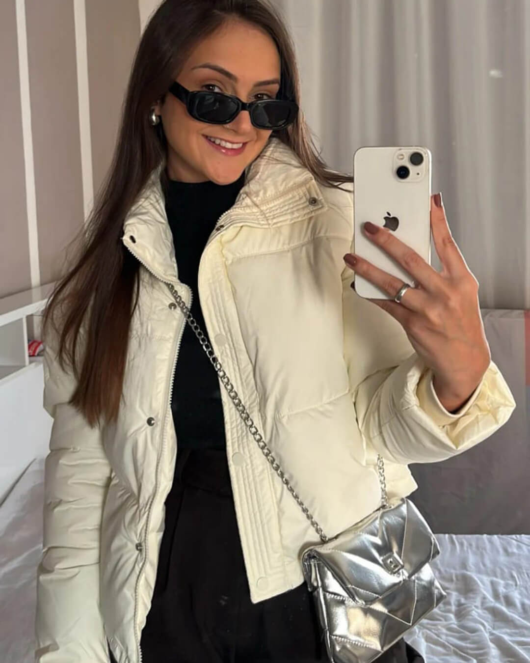 Elva | Damen Steppjacke Kurz Loose Fit Mit Stehkragen