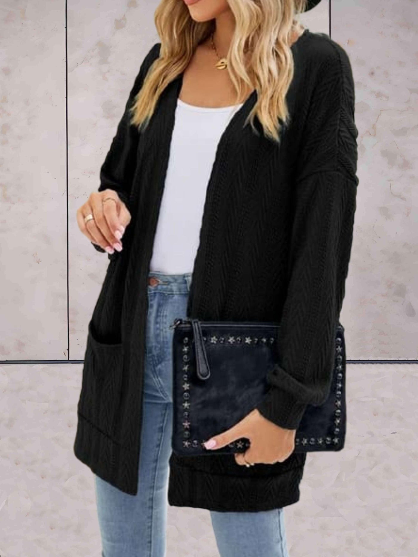 Lässige lange Strickjacke für Damen