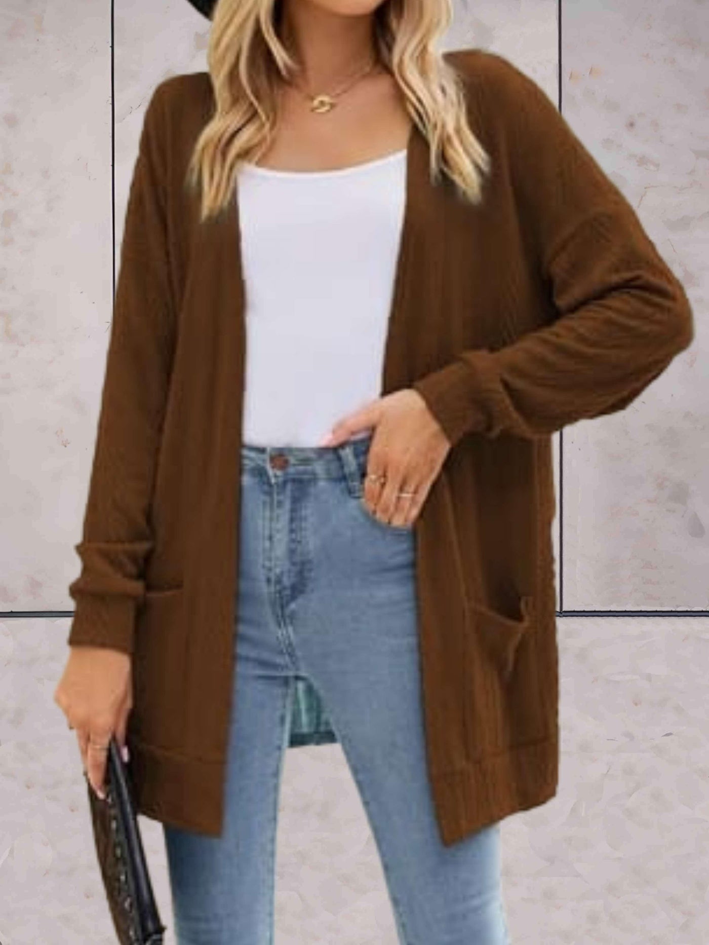 Lässige lange Strickjacke für Damen