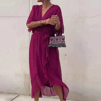 Zera – Boho-Chic Wickelkleid mit V-Ausschnitt