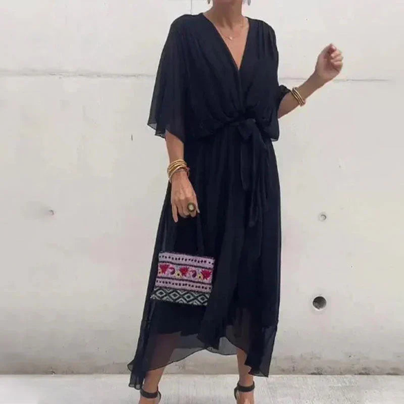 Marly – Luftiges Wickelkleid aus Chiffon mit V-Ausschnitt