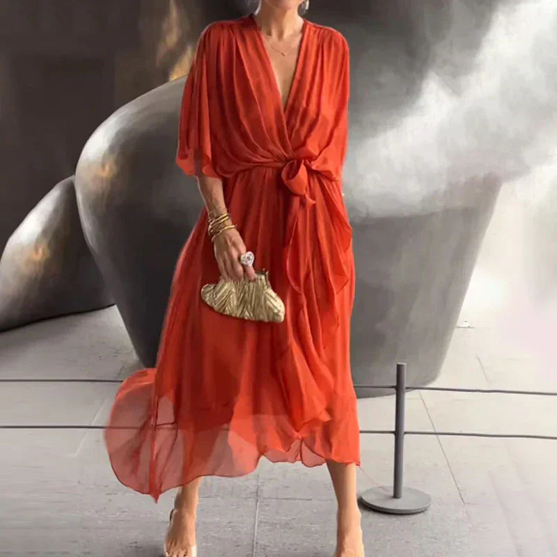 Zera – Boho-Chic Wickelkleid mit V-Ausschnitt