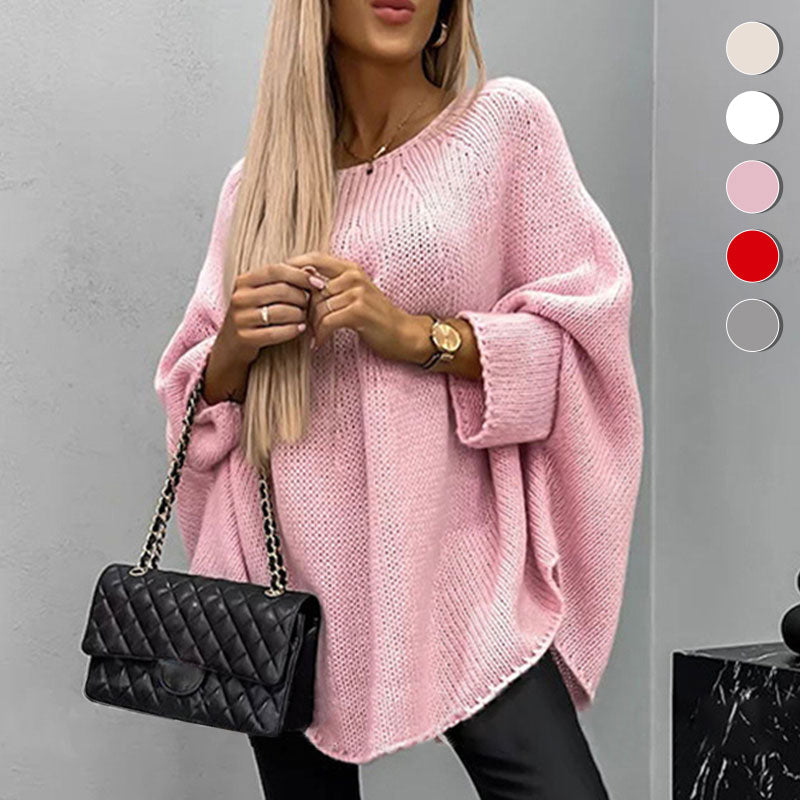 ELEGANTER DAMEN CAPE PULLOVER AUS STRICK