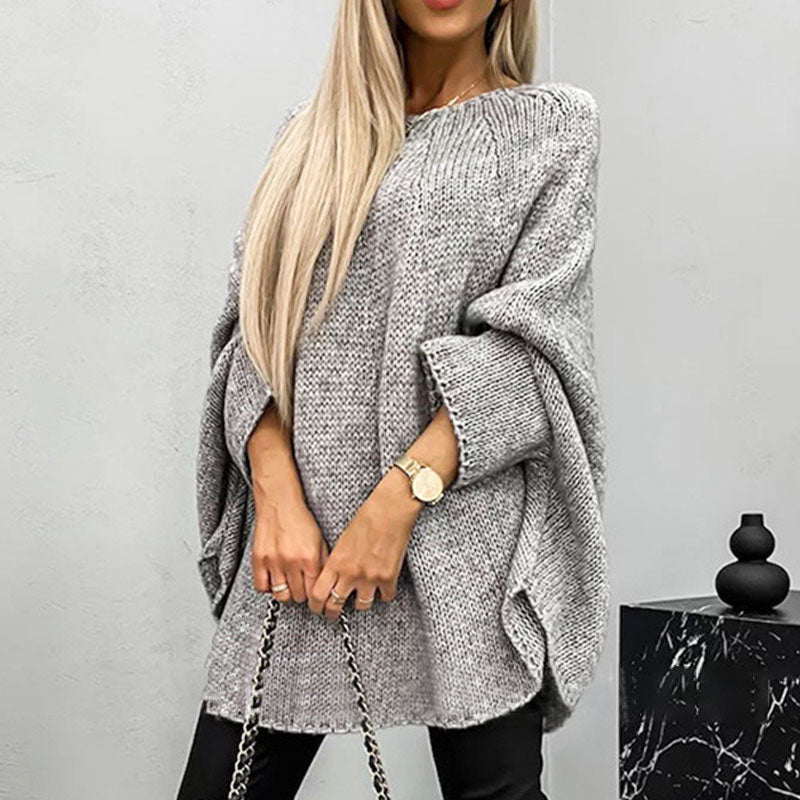 ELEGANTER DAMEN CAPE PULLOVER AUS STRICK