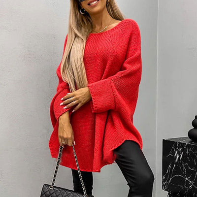 ELEGANTER DAMEN CAPE PULLOVER AUS STRICK
