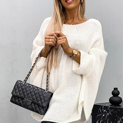 ELEGANTER DAMEN CAPE PULLOVER AUS STRICK