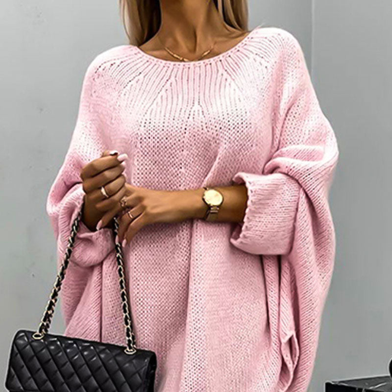 ELEGANTER DAMEN CAPE PULLOVER AUS STRICK