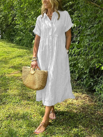 Isabelle | Gestreiftes Maxi-Kleid in Eleganz