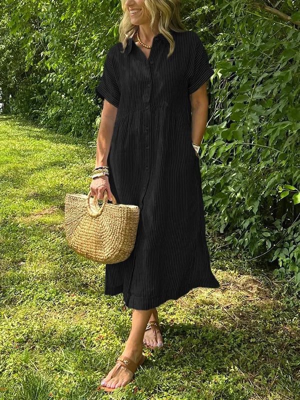 Isabelle | Gestreiftes Maxi-Kleid in Eleganz