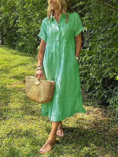 Isabelle | Gestreiftes Maxi-Kleid in Eleganz