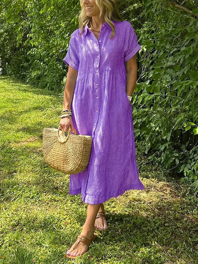 Isabelle | Gestreiftes Maxi-Kleid in Eleganz