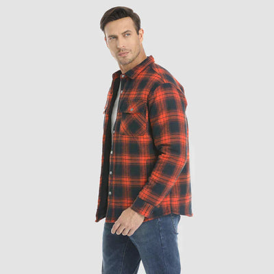 Herren Flanell Hemd Jacke lange Ärmel gesteppt gefüttert Plaid Mantel Button Down dicke Outwear für Winter